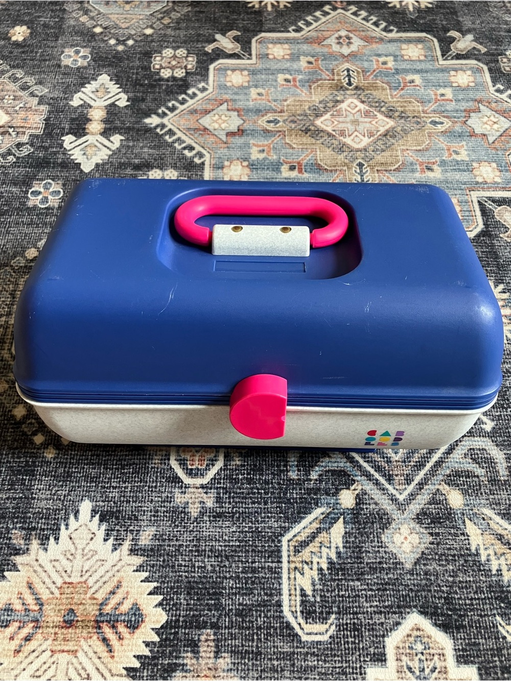 Vintage Blue Grey Caboodles Carry All Organizer Case